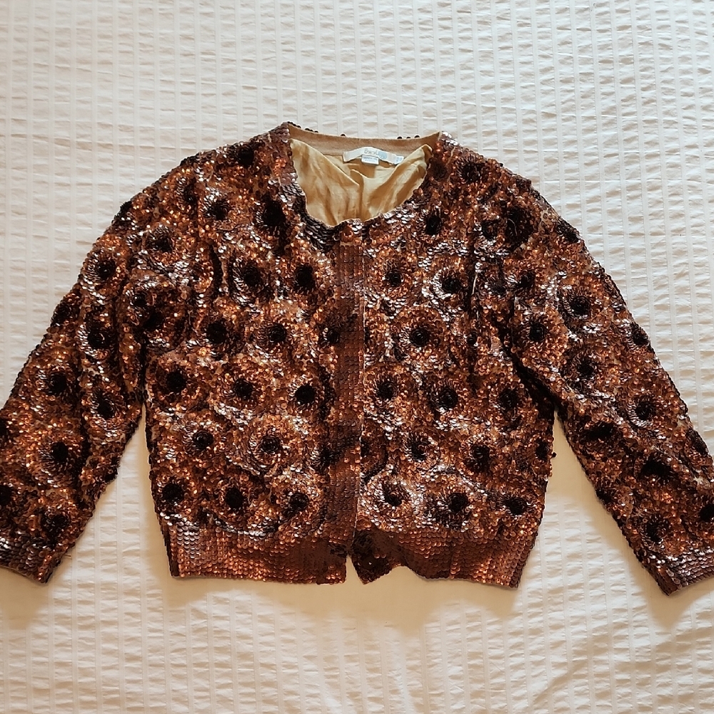 Boden Copper Sequin Cardigan